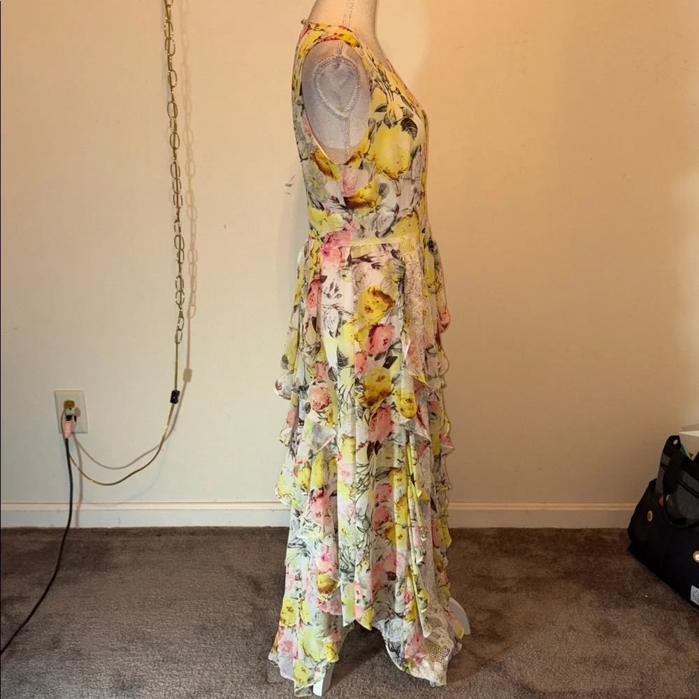 INC International Concepts floral lace sleeveless ruffle maxi dress - Picture 6 of 8